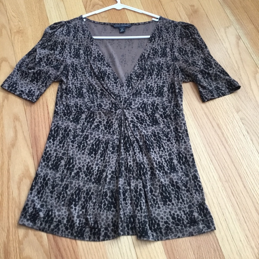 Banana Republic Print Elbow Sleeve Pleat T